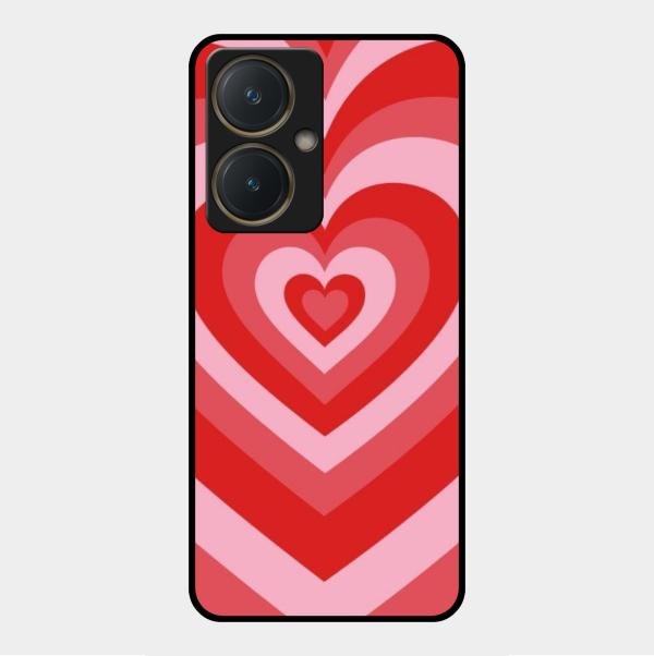 Latte Love Patter Glass Case Cover - Red For Vivo Y27