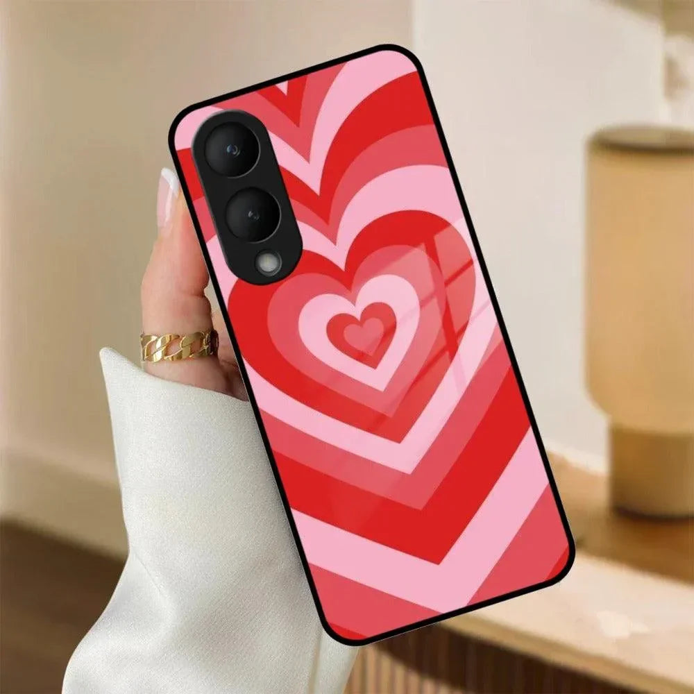 Latte Love Patter Glass Case Cover - Red For Vivo - ShopOnCliQ
