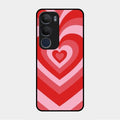Latte Love Patter Glass Case Cover - Red For Vivo Y29 5G