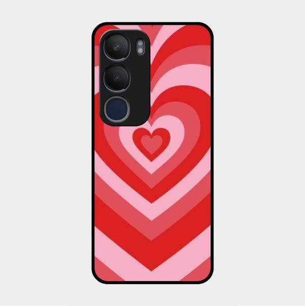 Latte Love Patter Glass Case Cover - Red For Vivo Y29 5G