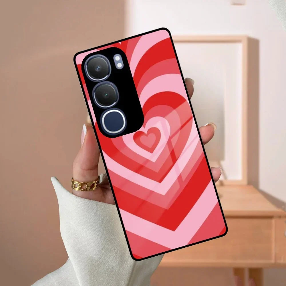 Latte Love Patter Glass Case Cover - Red For Vivo - ShopOnCliQ
