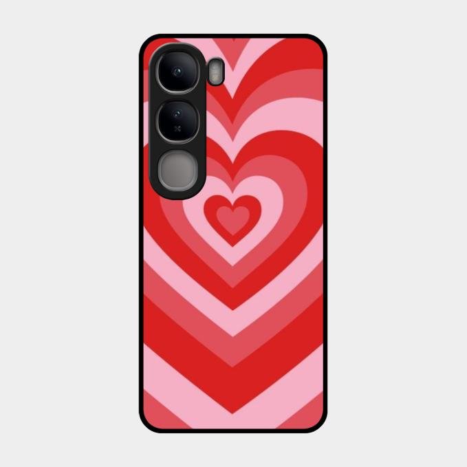 Latte Love Patter Glass Case Cover - Red For Vivo Y300 5G