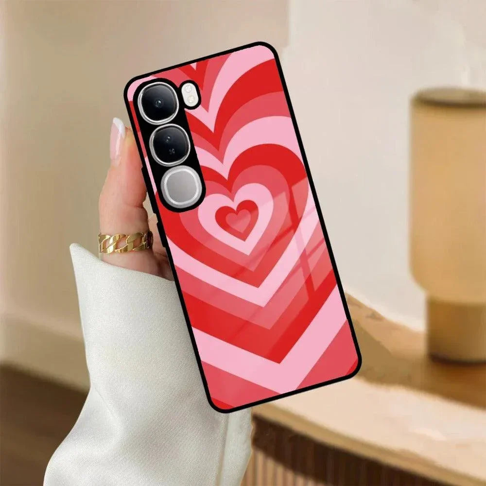 Latte Love Patter Glass Case Cover - Red For Vivo - ShopOnCliQ