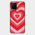 Latte Love Patter Glass Case Cover - Red For Vivo Y33S