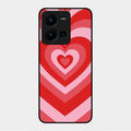 Latte Love Patter Glass Case Cover - Red For Vivo Y35
