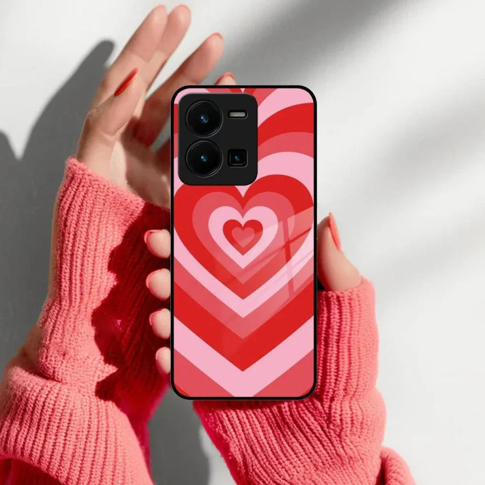 Latte Love Patter Glass Case Cover - Red For Vivo - ShopOnCliQ