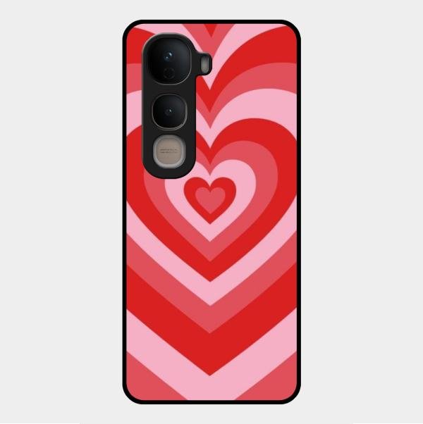Latte Love Patter Glass Case Cover - Red For Vivo Y400 5G