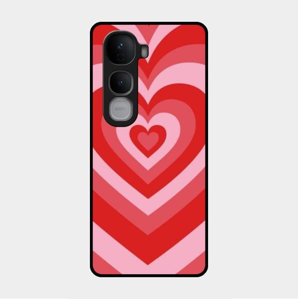 Latte Love Patter Glass Case Cover - Red For Vivo Y400 Pro 5G