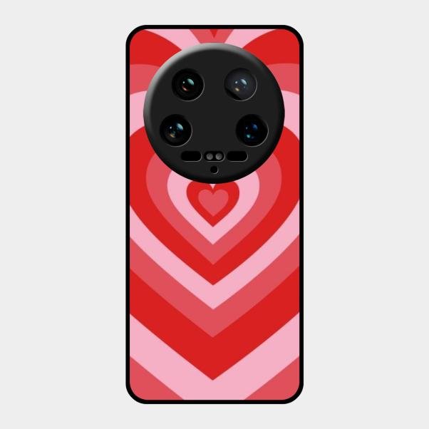 Latte Love Patter Glass Case Cover - Red For Xiaomi 14 Ultra