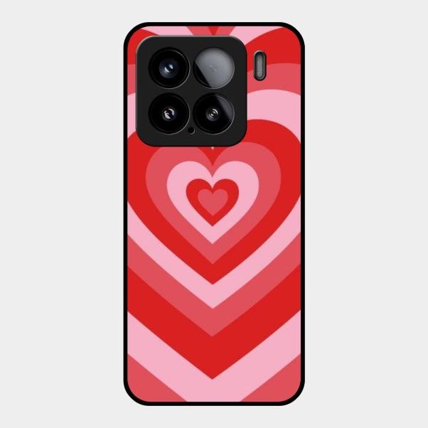 Latte Love Patter Glass Case Cover - Red For Xiaomi 15 5G