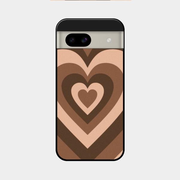 Latte Love Pattern Glossy Metal Case Cover For Google Pixel 8A 5G