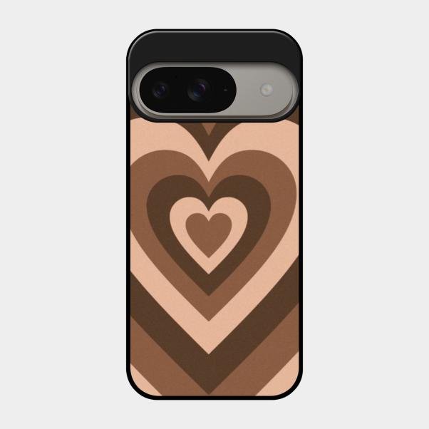 Latte Love Pattern Glossy Metal Case Cover For Google Pixel 9 5G