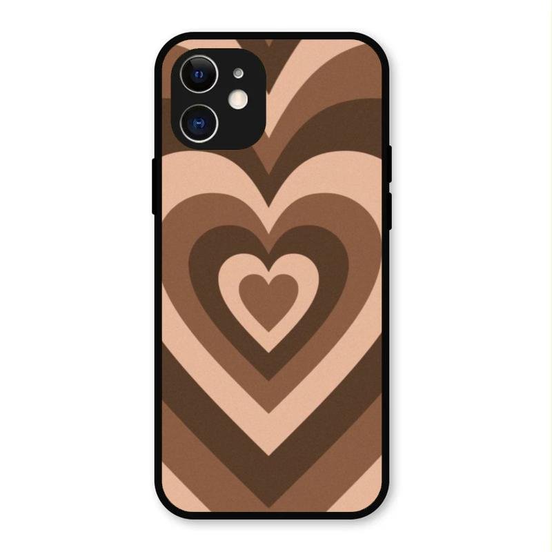 Latte Love Pattern Glossy Metal Case Cover For iPhone 12