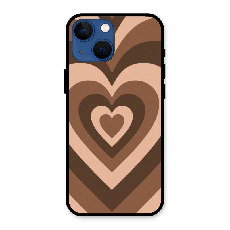 Latte Love Pattern Glossy Metal Case Cover For iPhone 13 mini