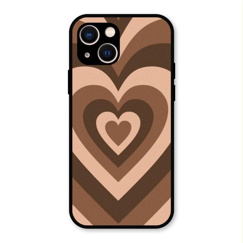Latte Love Pattern Glossy Metal Case Cover For iPhone 13
