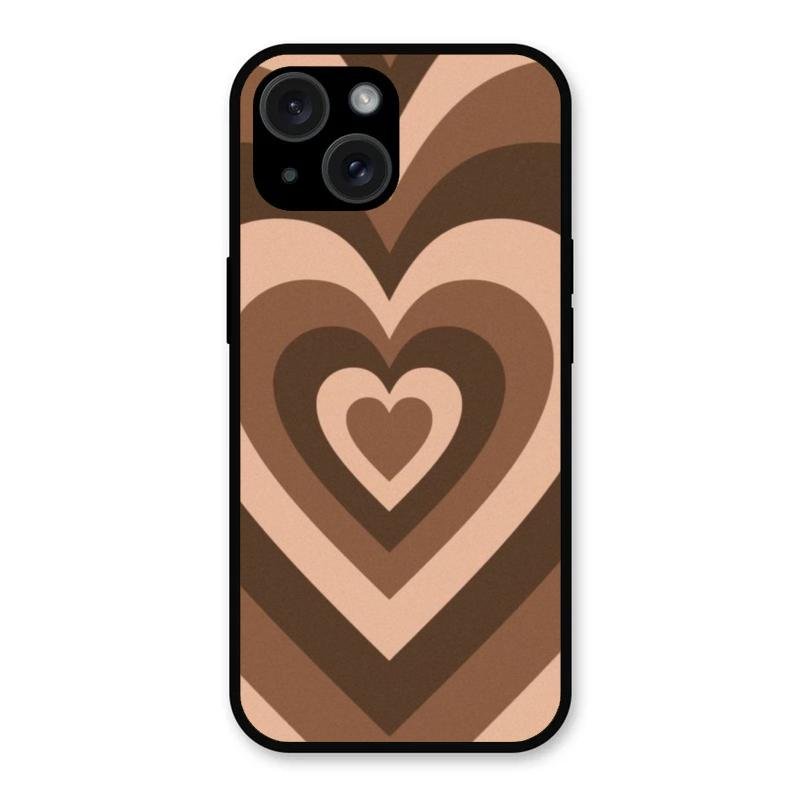 Latte Love Pattern Glossy Metal Case Cover For iPhone 15 Plus