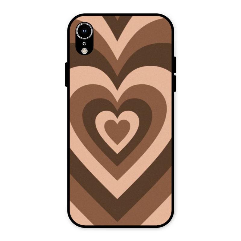 Latte Love Pattern Glossy Metal Case Cover For iPhone XR