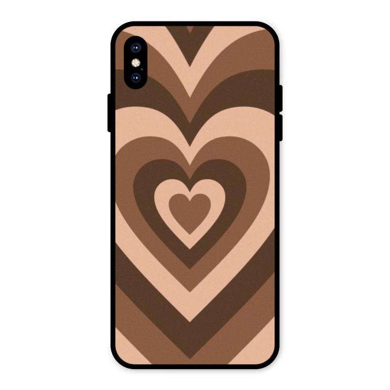 Latte Love Pattern Glossy Metal Case Cover For iPhone XS Max