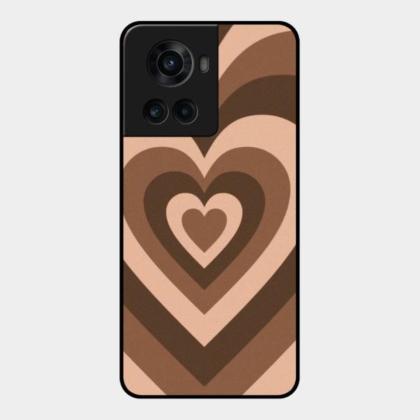 Latte Love Pattern Glossy Metal Case Cover For Oneplus 10R 5G