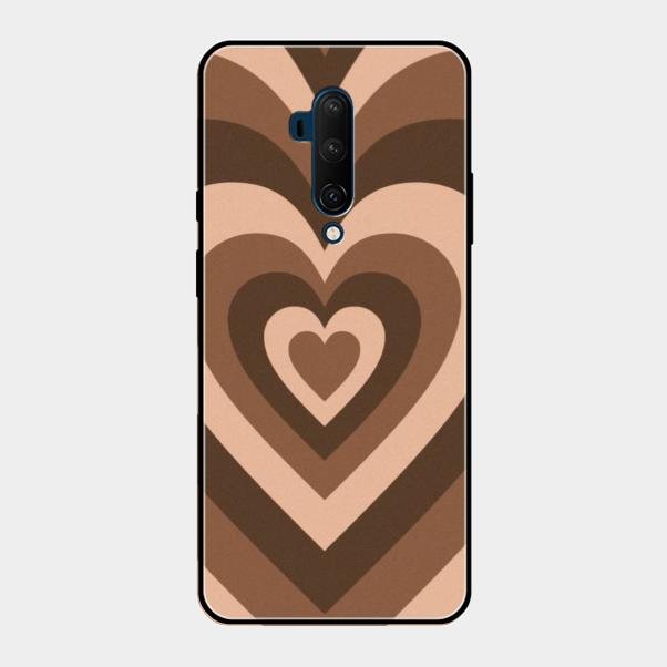 Latte Love Pattern Glossy Metal Case Cover For Oneplus 7T Pro