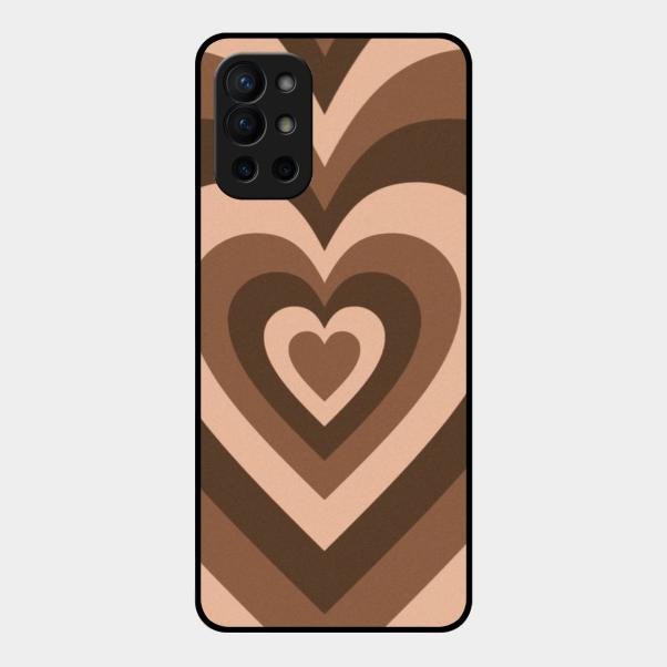 Latte Love Pattern Glossy Metal Case Cover For Oneplus 9R 5G