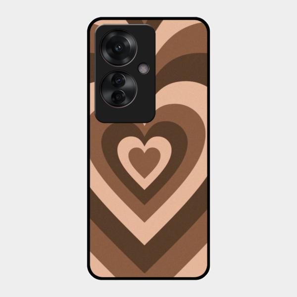 Latte Love Pattern Glossy Metal Case Cover For Oppo F25 Pro 5G