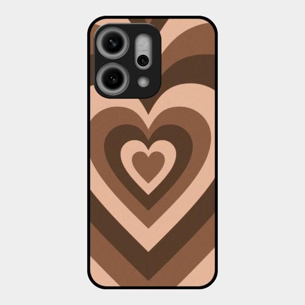 Latte Love Pattern Glossy Metal Case Cover For Oppo Reno 14 Pro 5G