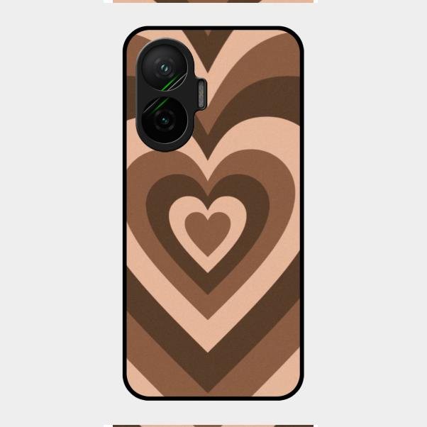 Latte Love Pattern Glossy Metal Case Cover For Poco F7 5G