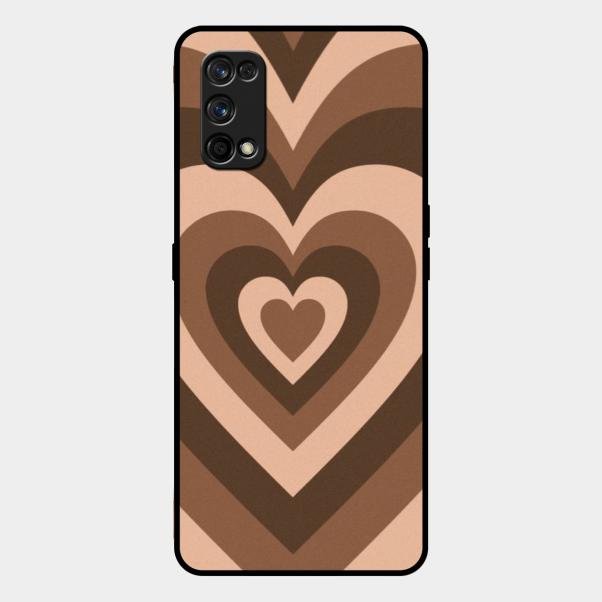 Latte Love Pattern Glossy Metal Case Cover For Realme 7 Pro