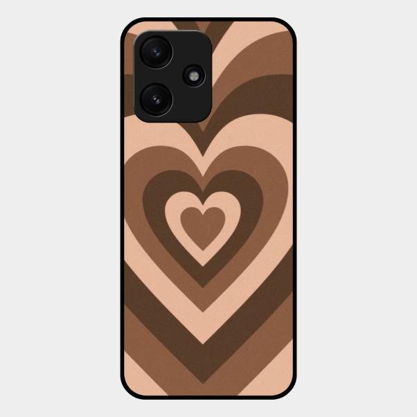 Latte Love Pattern Glossy Metal Case Cover For Redmi 12 5G