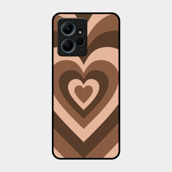 Latte Love Pattern Glossy Metal Case Cover For Redmi Note 12 4G