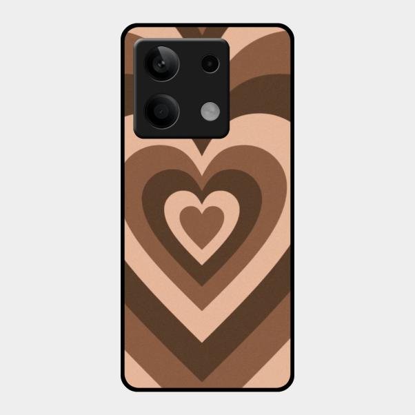 Latte Love Pattern Glossy Metal Case Cover For Redmi Note 13 5G