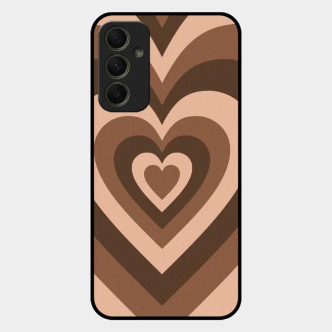 Latte Love Pattern Glossy Metal Case Cover For Samsung Galaxy A34 5G