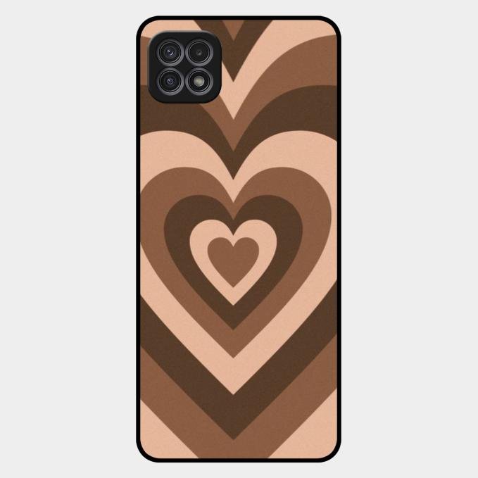 Latte Love Pattern Glossy Metal Case Cover For Samsung Galaxy F42 5G