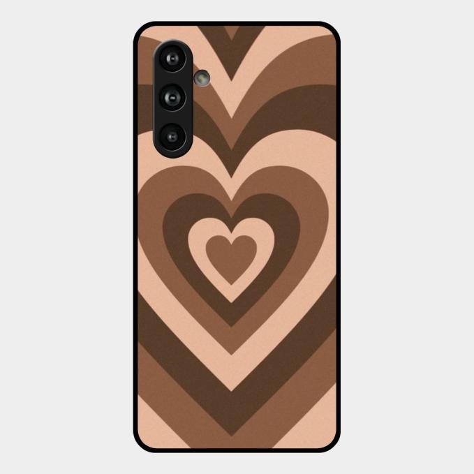 Latte Love Pattern Glossy Metal Case Cover For Samsung Galaxy F54 5G