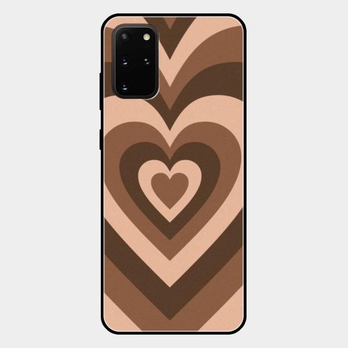 Latte Love Pattern Glossy Metal Case Cover For Samsung Galaxy S20 Plus