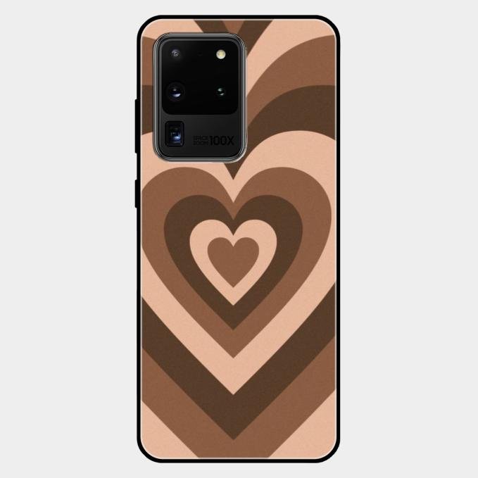 Latte Love Pattern Glossy Metal Case Cover For Samsung Galaxy S20 Ultra