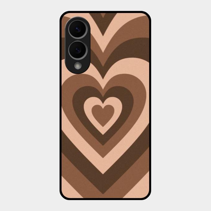Latte Love Pattern Glossy Metal Case Cover For Samsung Galaxy S25 Edge 5G