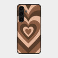 Latte Love Pattern Glossy Metal Case Cover For Samsung Galaxy S25 Plus 5G