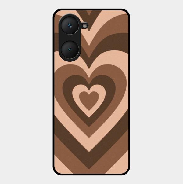 Latte Love Pattern Glossy Metal Case Cover For Vivo T3 Lite 5G