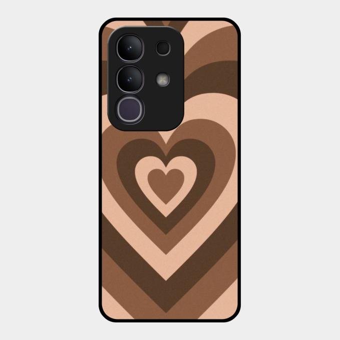 Latte Love Pattern Glossy Metal Case Cover For Vivo T4X 5G