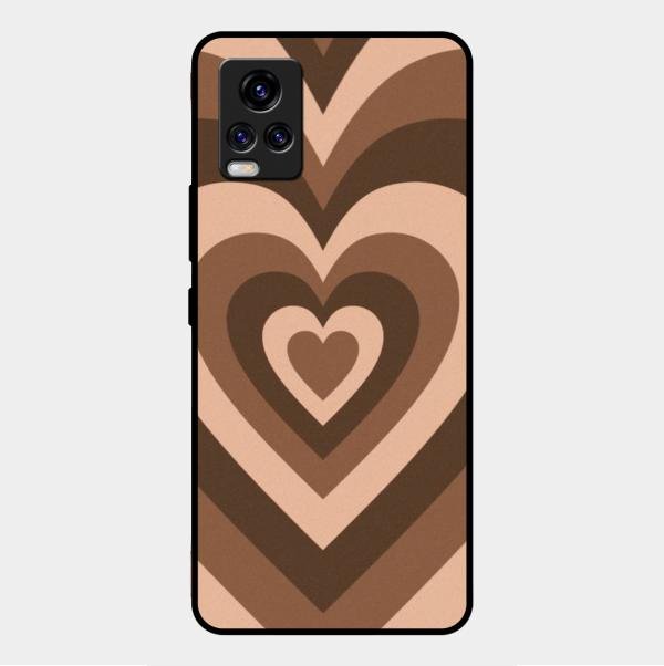Latte Love Pattern Glossy Metal Case Cover For Vivo V20 2021