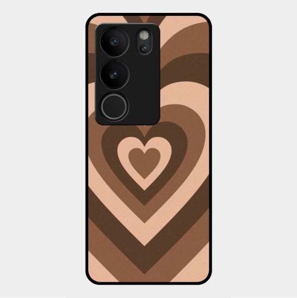 Latte Love Pattern Glossy Metal Case Cover For Vivo V29 5G
