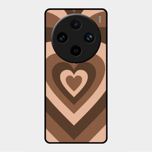 Latte Love Pattern Glossy Metal Case Cover For Vivo X100 Pro 5G