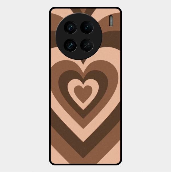 Latte Love Pattern Glossy Metal Case Cover For Vivo X90 Pro 5G