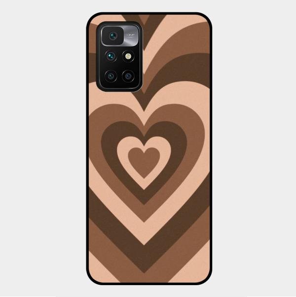 Latte Love Pattern Glossy Metal Case Cover For Xiaomi Redmi 10 Prime 2022