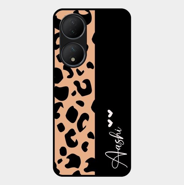 Leopard Glass Case Cover For Vivo T2 5G