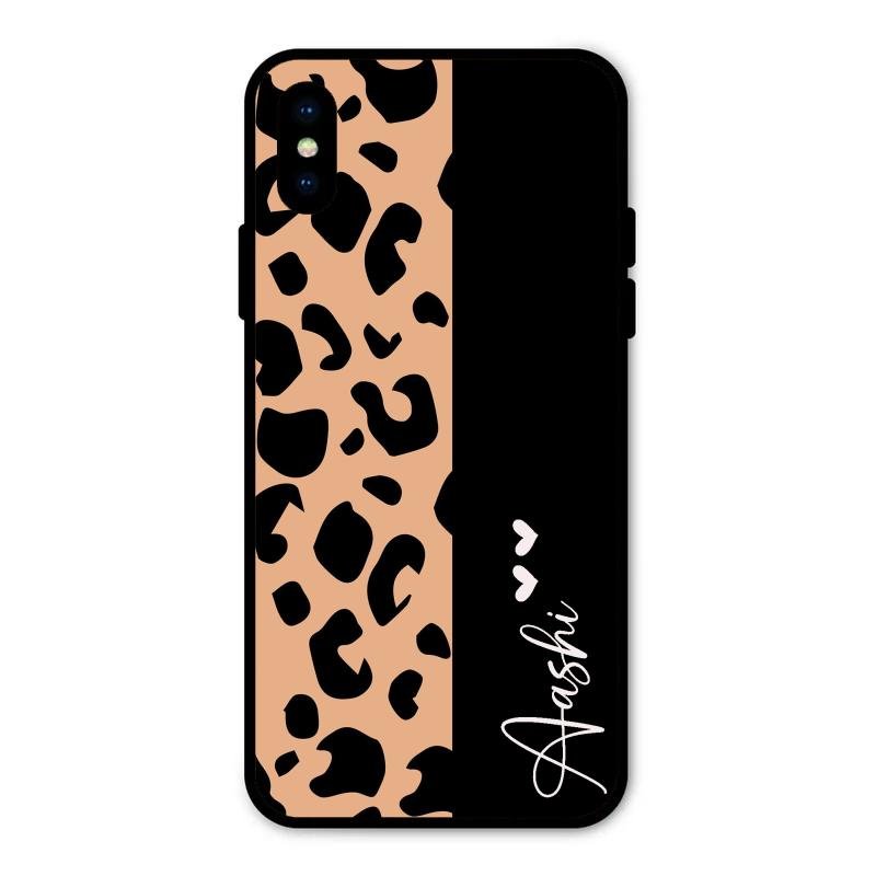 Leopard Glossy Metal Case Cover For iPhone XS