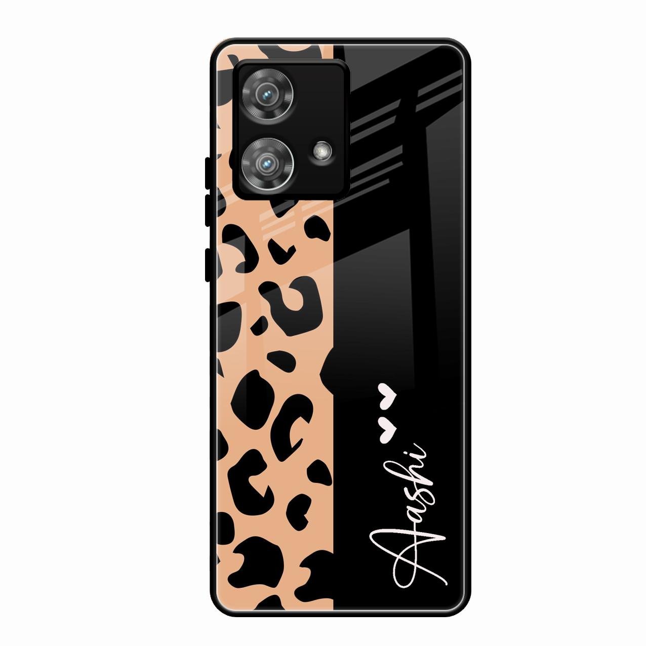 Leopard Glossy Metal Case Cover For Motorola Edge 40 5G