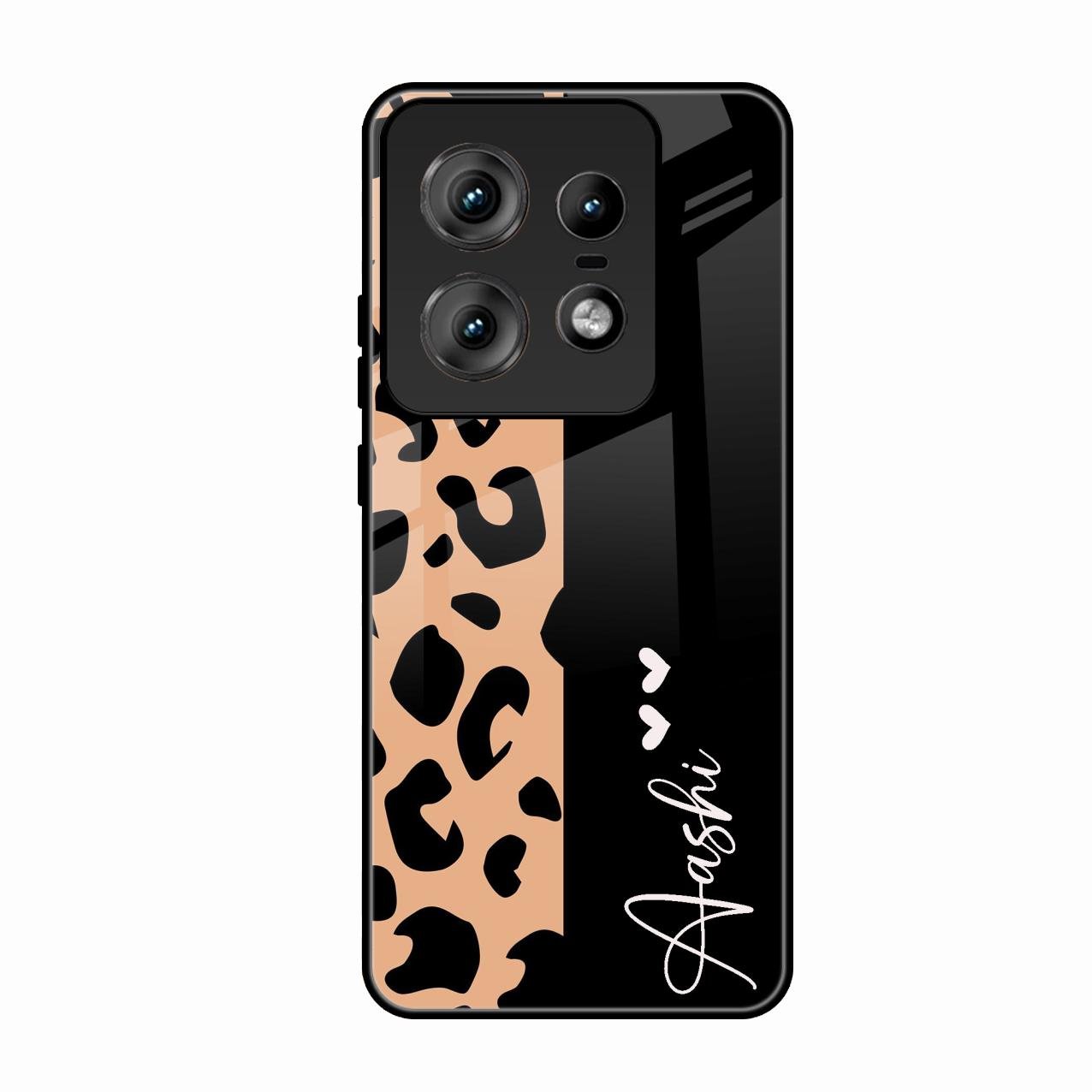 Leopard Glossy Metal Case Cover For Motorola Edge 50 Pro